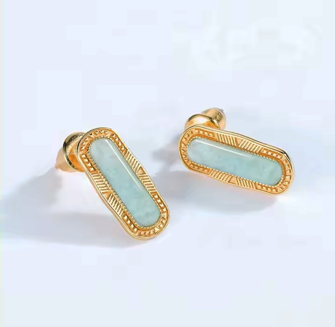Edwardian Gold-Plated Sterling Silver Amazonite Earrings