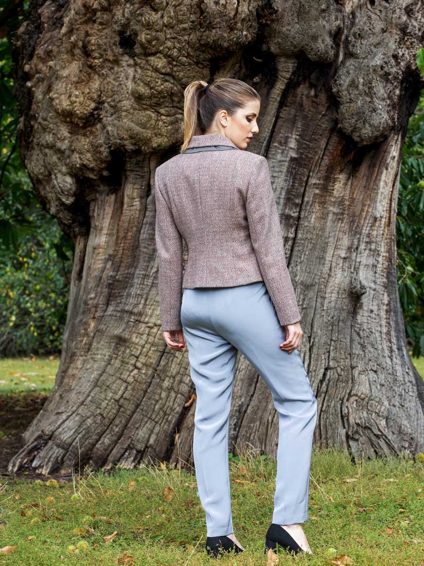 Fashion Light Grey Luxury Silk Trousers