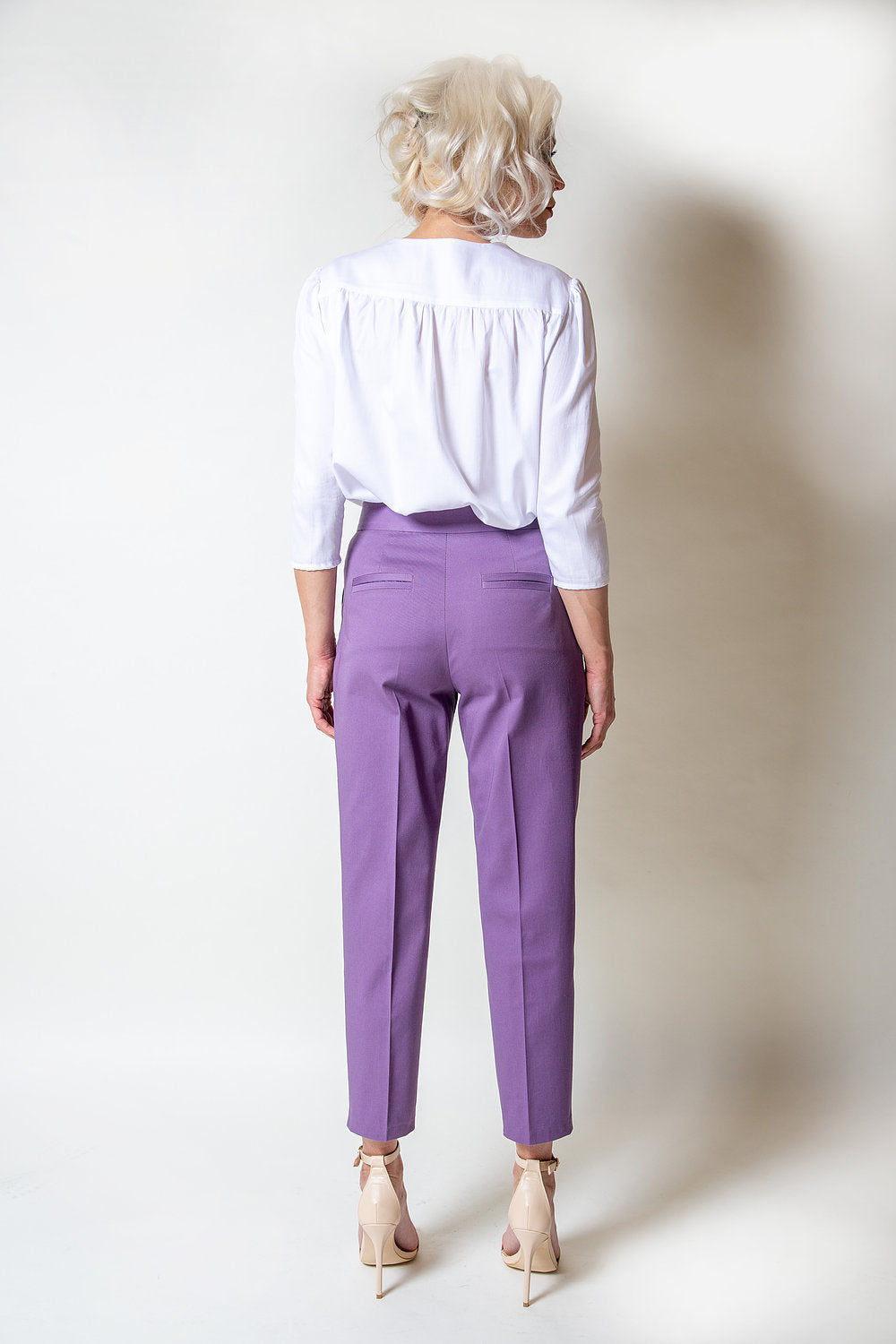 Mauve Cotton Trousers -Moda de la Maria.