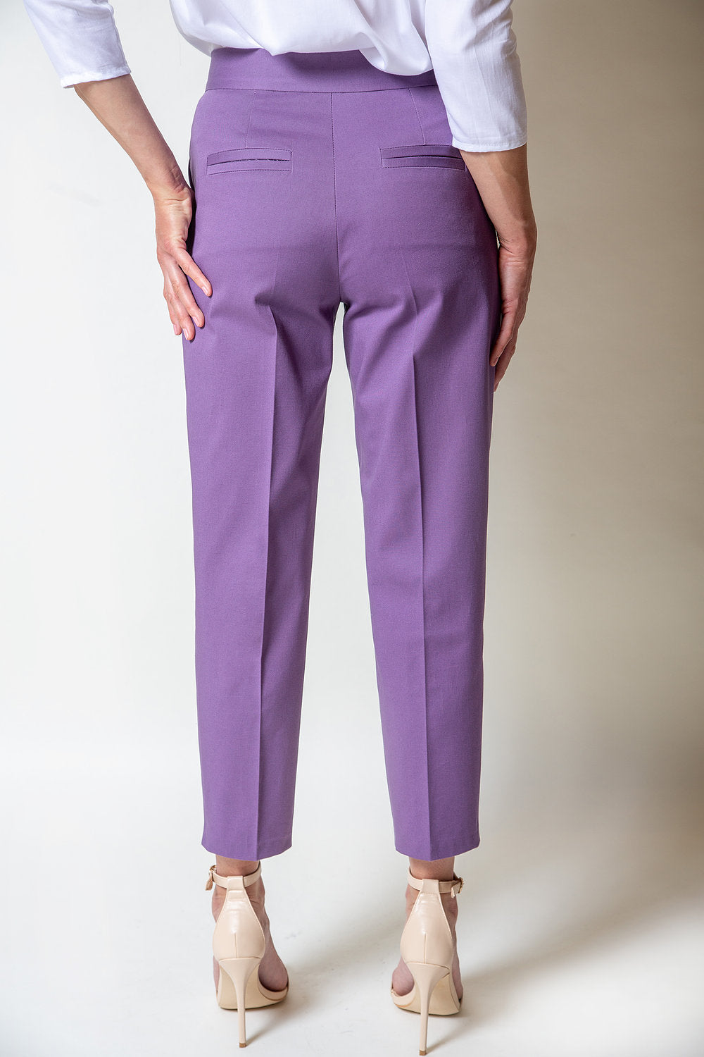 Mauve Cotton Trousers -Moda de la Maria.