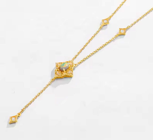 Opal Necklace 18K Gold Plated 925 Silver Sterling