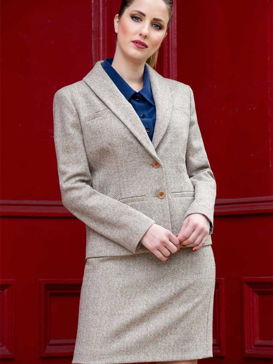 Organic Tweed Wool Cream Jacket