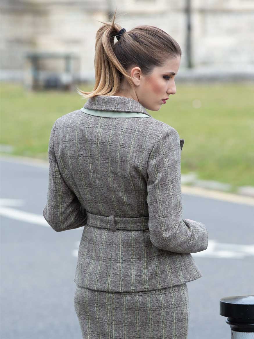 Organic Tweed Wool Grey Jacket Hand Crafted