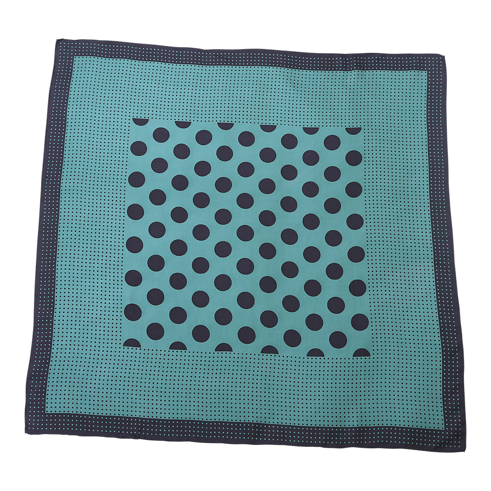 Green French Stitched Polka Dot Printed Scarves