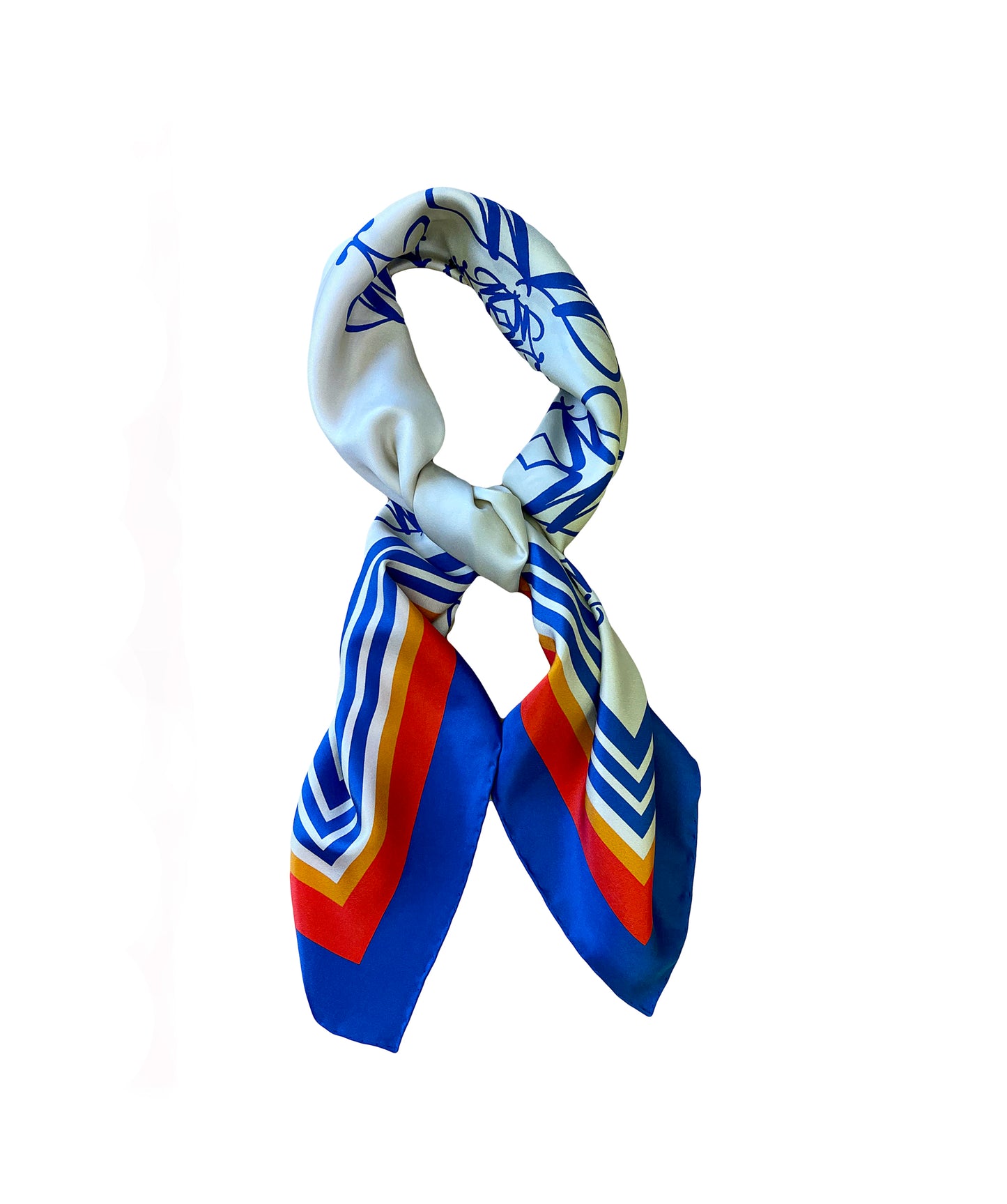 Handcrafted 1970s-Inspired Silk Scarf – Twill Silk Made in the UK