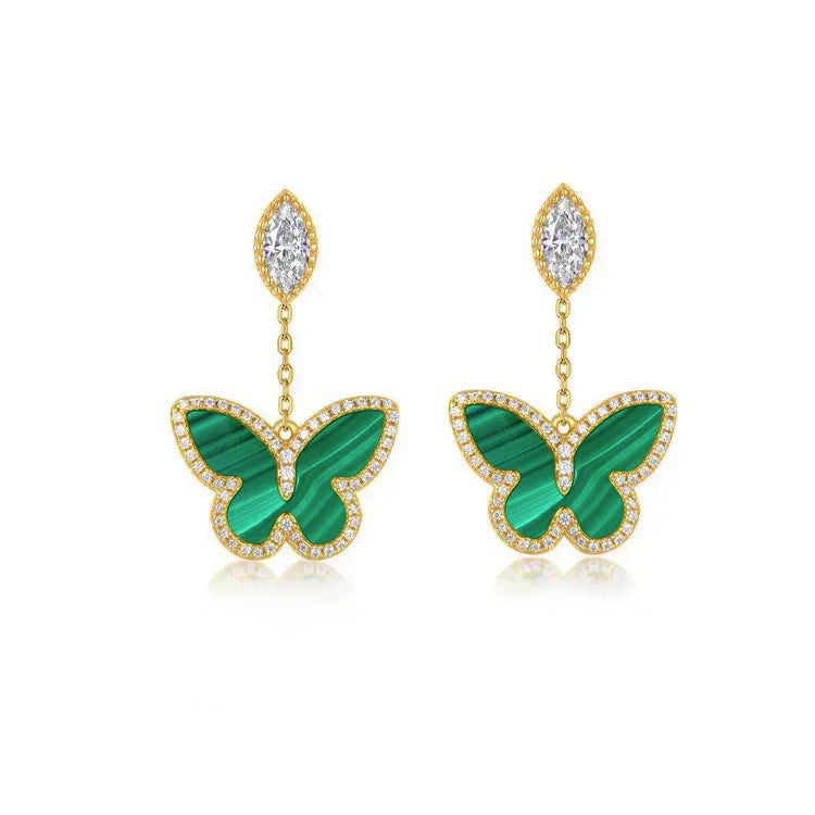 Malachite Gold Earrings