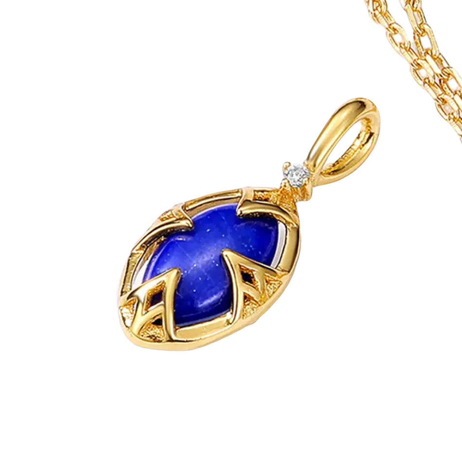 Two-Sided Lapis Lazuli Necklace 18K Gold-Plated Silver & Zirconia
