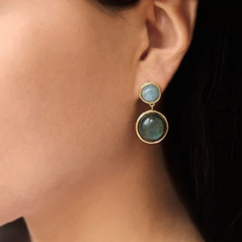 Blue Labradorite Gold Earrings