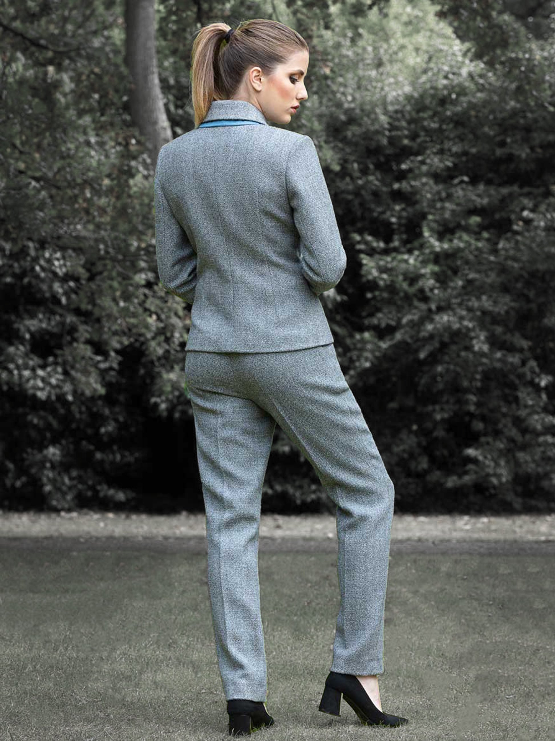 Organic Tweed Blue Trousers Hand Crafted