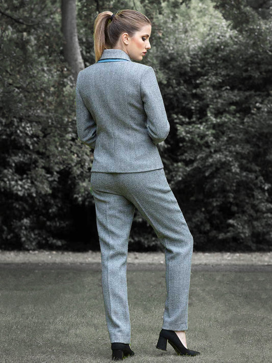 Organic Tweed Blue Trousers Hand Crafted