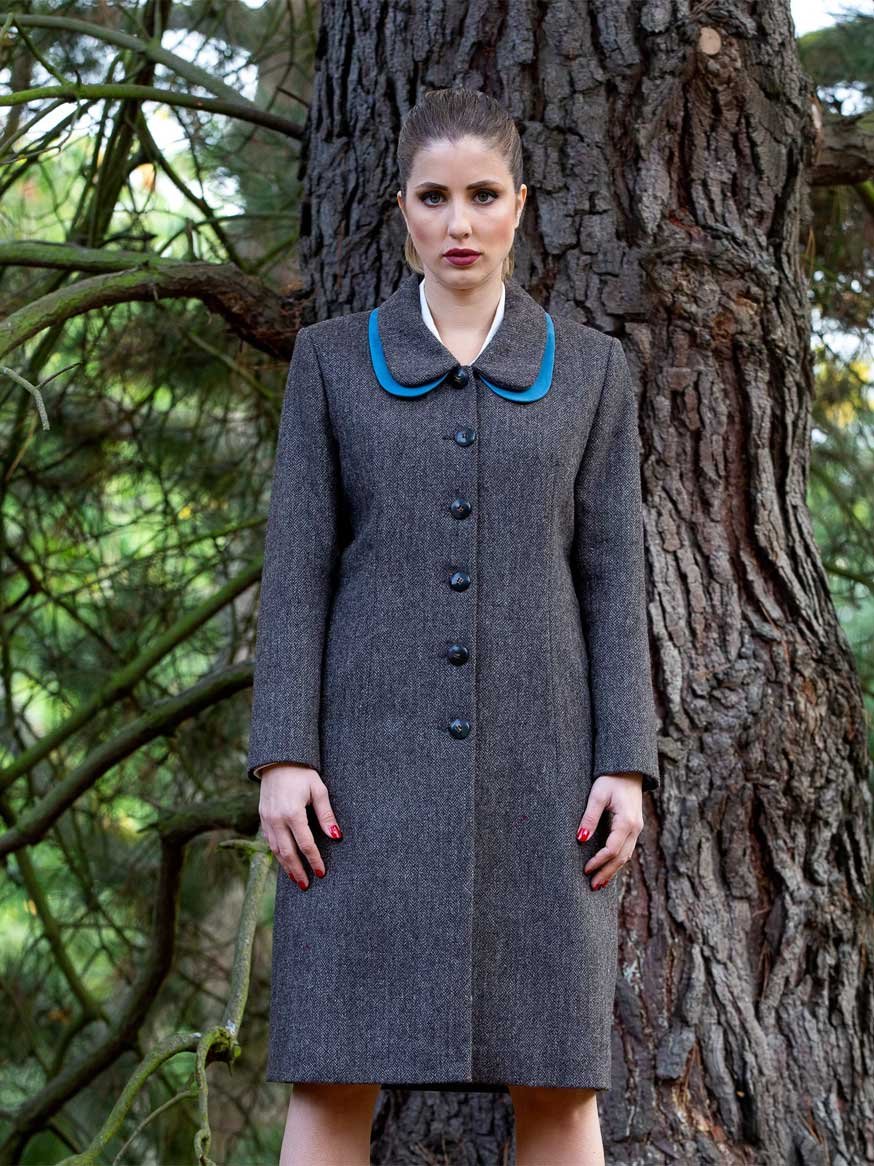 Silver Brown Organic Tweed Wool Coat