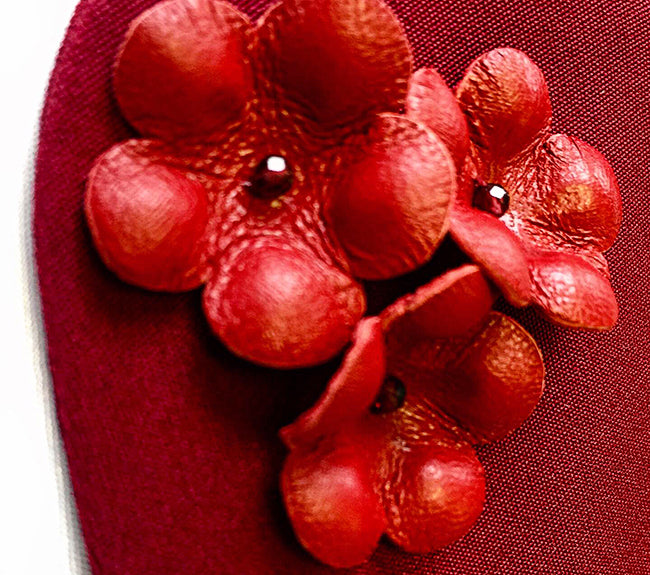 Elegant red silk detachable collar, couture-inspired accessory to elevate dresses, blouses, and knitwear with handcrafted details and gemstones.