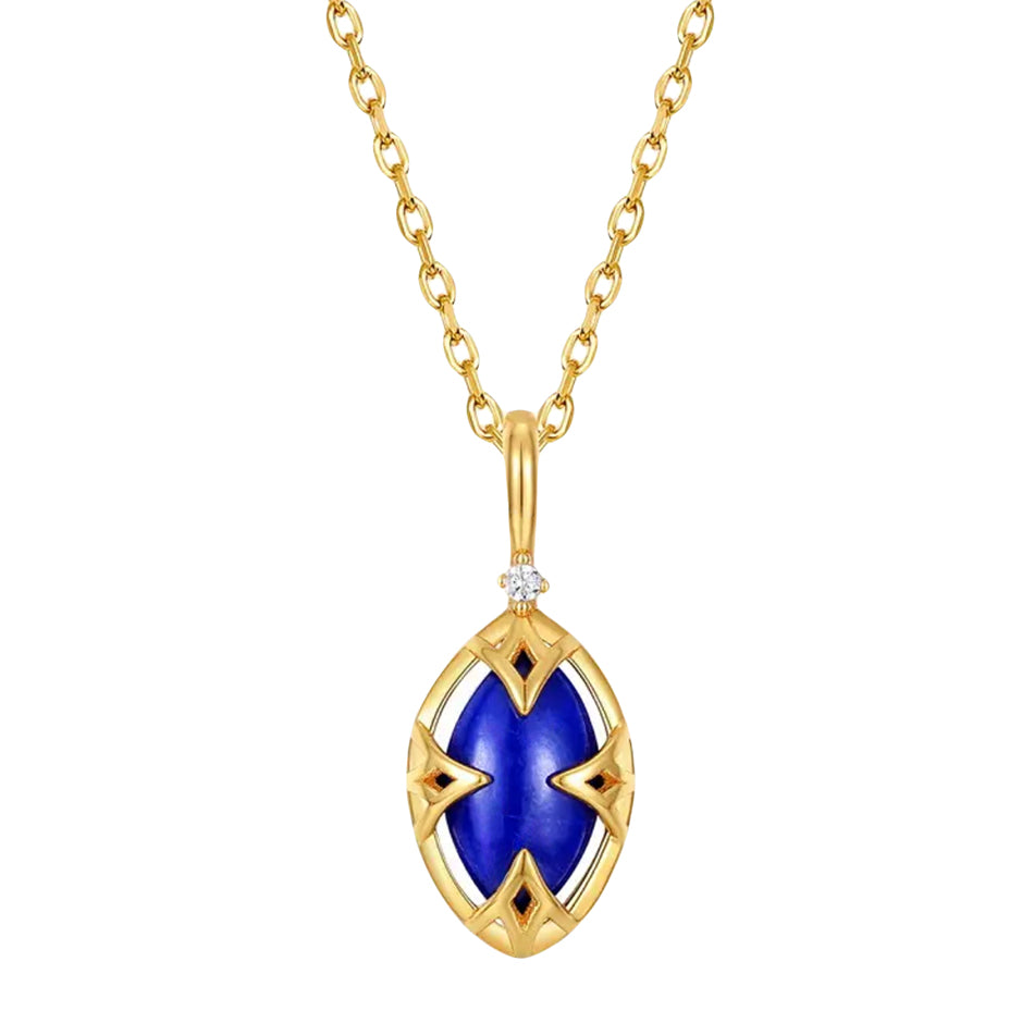 Two-Sided Lapis Lazuli Necklace 18K Gold-Plated Silver & Zirconia