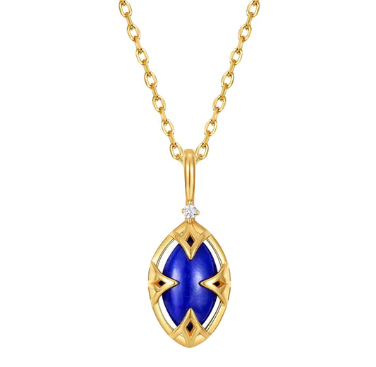 Two-Sided Lapis Lazuli Necklace 18K Gold-Plated Silver & Zirconia