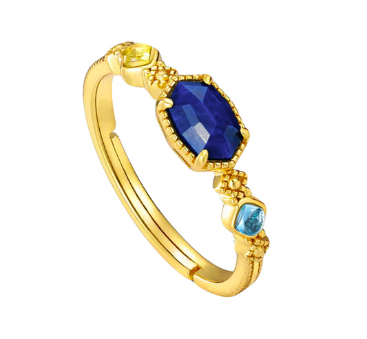 Lapis Lazuli Sterling Silver Adjustable Ring – Symbol of Strength & Elegance