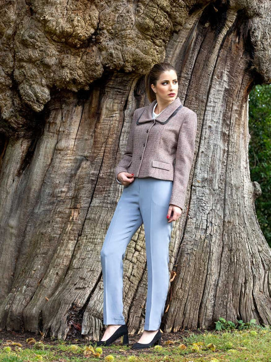 High-Quality Light Grey Silk Trousers
