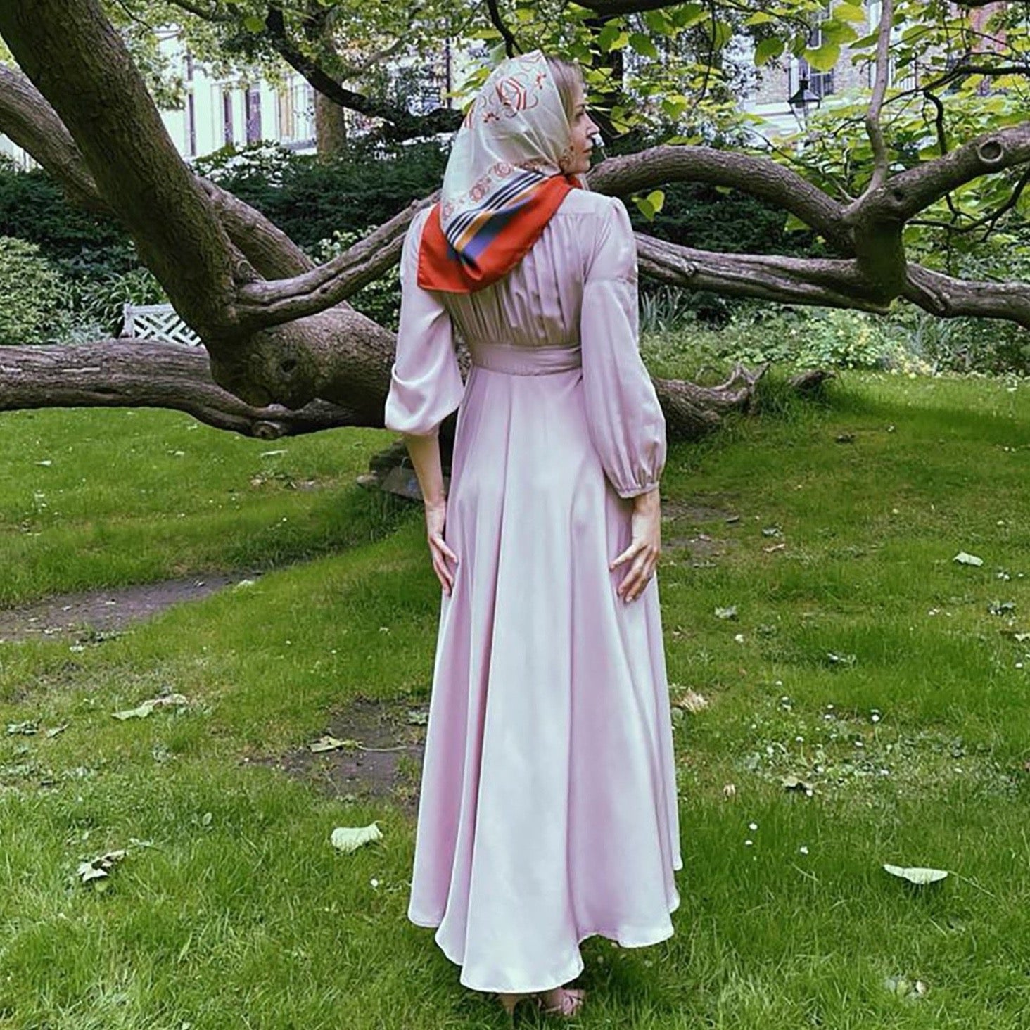 Long Sleeve Fine Silk Dress Hand Crafted - Moda de la Maria