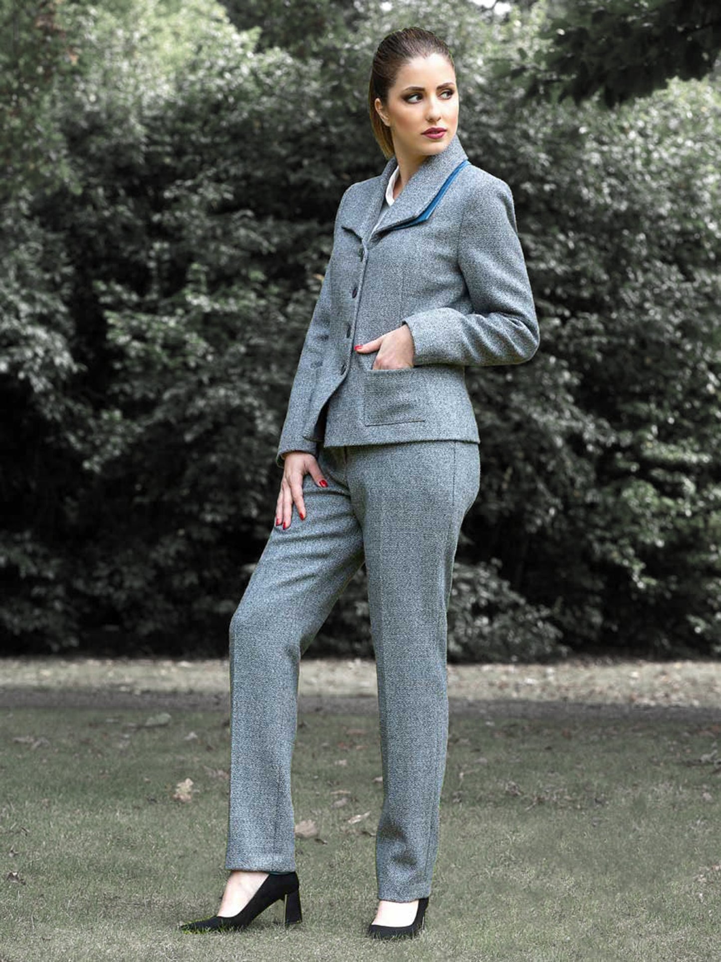 Fashion Organic Tweed Blue Trousers
