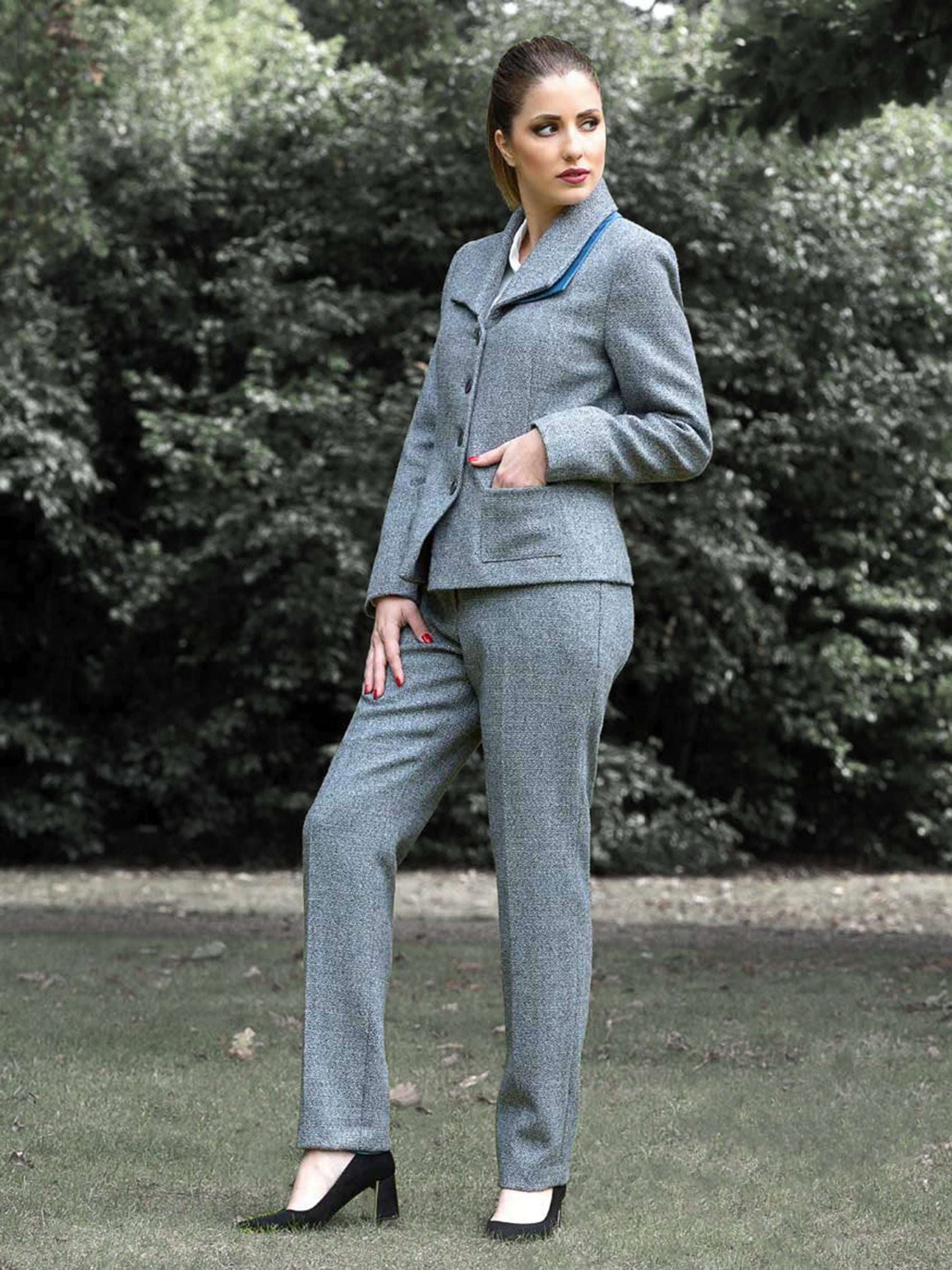 Fashion Organic Tweed Blue Trousers