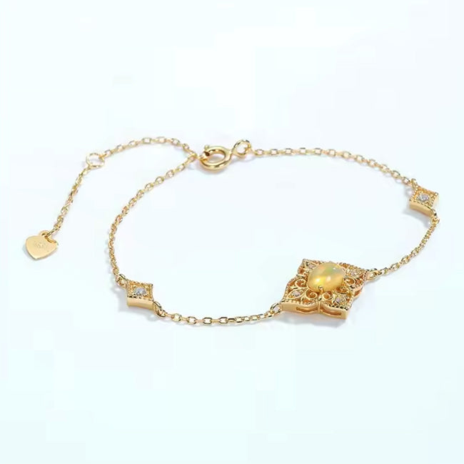 Opal Gold Plated Bracelet In Silver Sterling