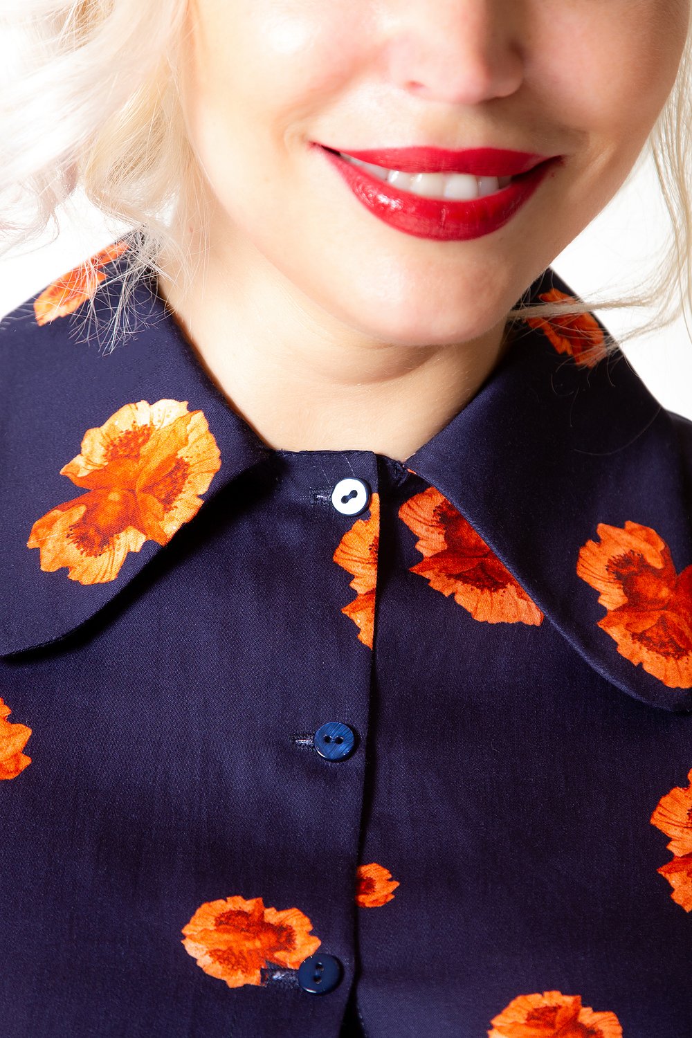 Luxury Navy Floral Prints Blouse 