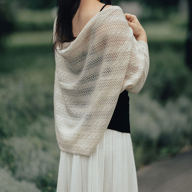 Luxury 100% Cashmere Cable-Knit Scarf Cape