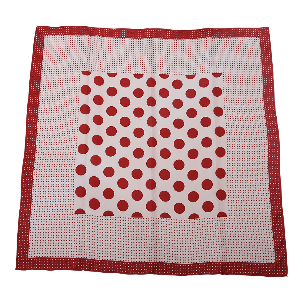 Red Hand Finished Polka Dot Printed Scarves