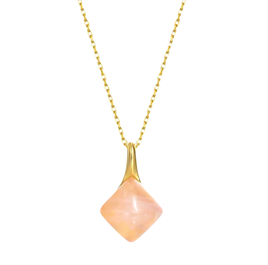 Rose Quartz Necklace – 925 Sterling Silver, Gold Plated