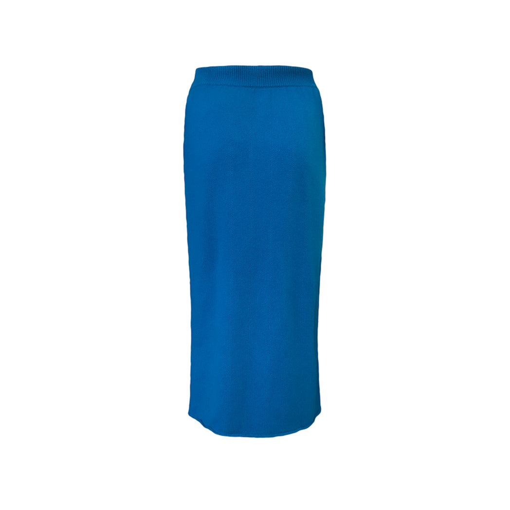 Luxury Mustard Yellow & Blue Cashmere Skirt Suit – Elegant Two-Piece