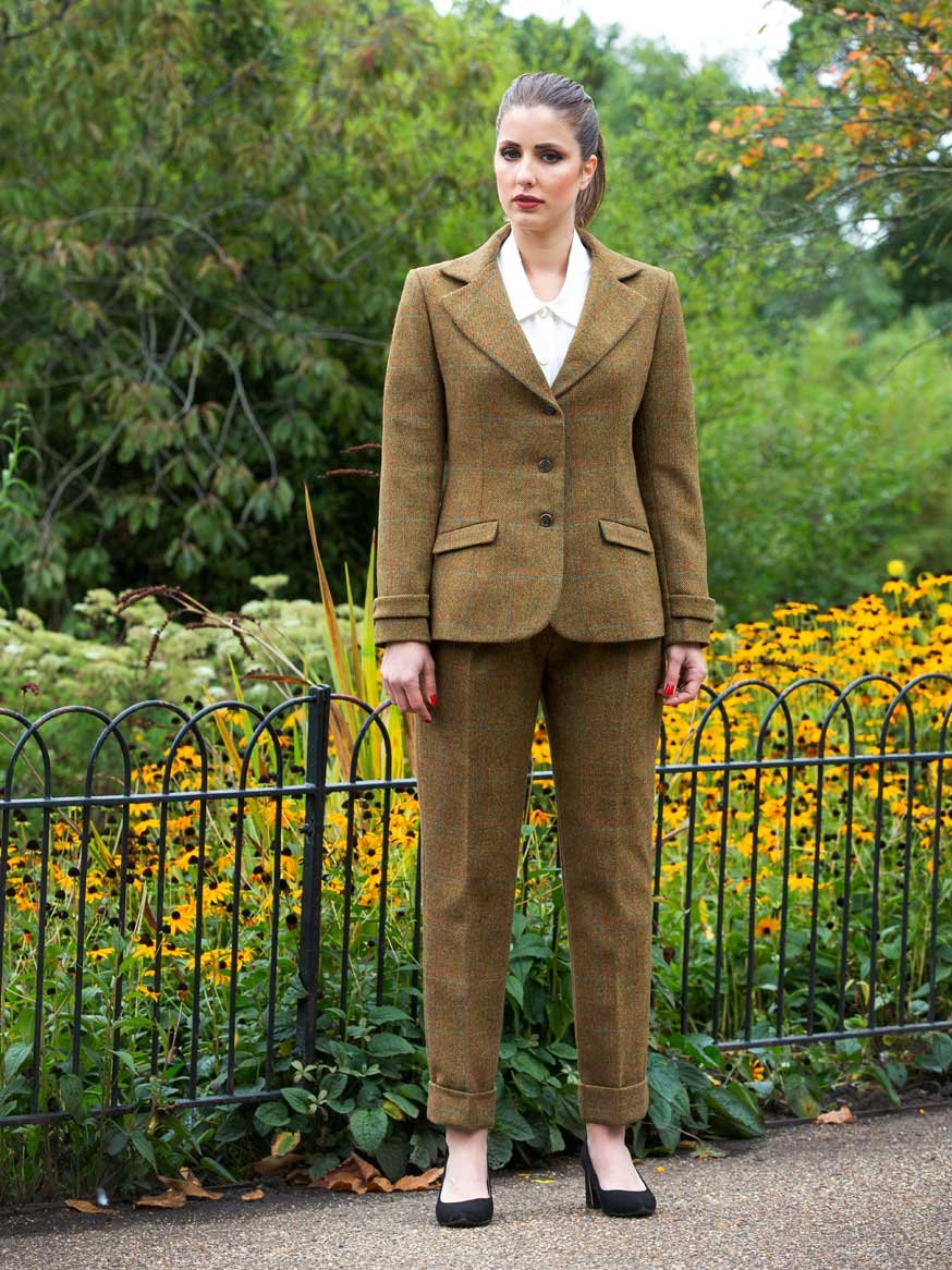 Hand Crafted Tweed Wool Tomato Green Trousers
