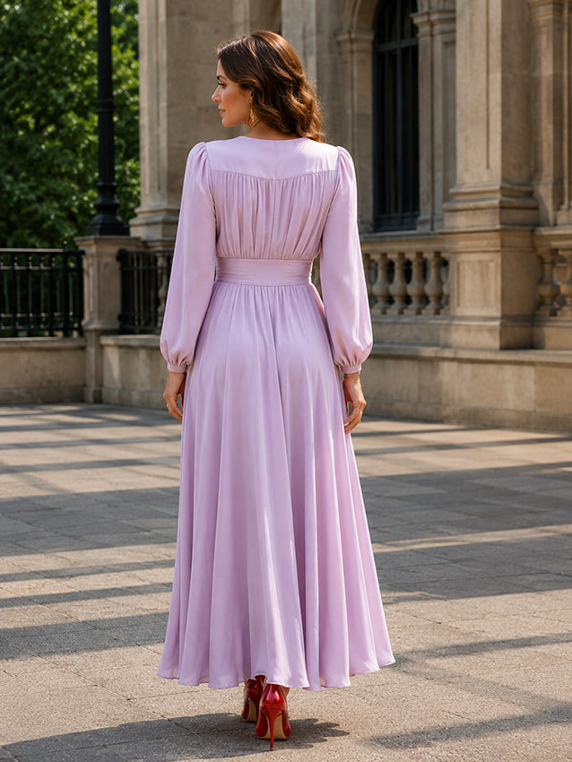 Handcrafted Lavender Silk Maxi Dress – Vintage Inspired Elegance