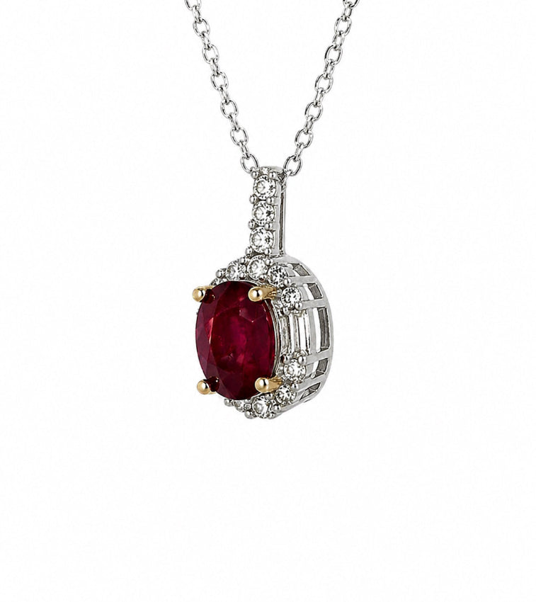 Moda de la Maria Ruby Pendant Necklace – Sterling Silver Fine Jewellery for Women