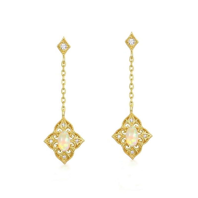 Opal Gold Earrings