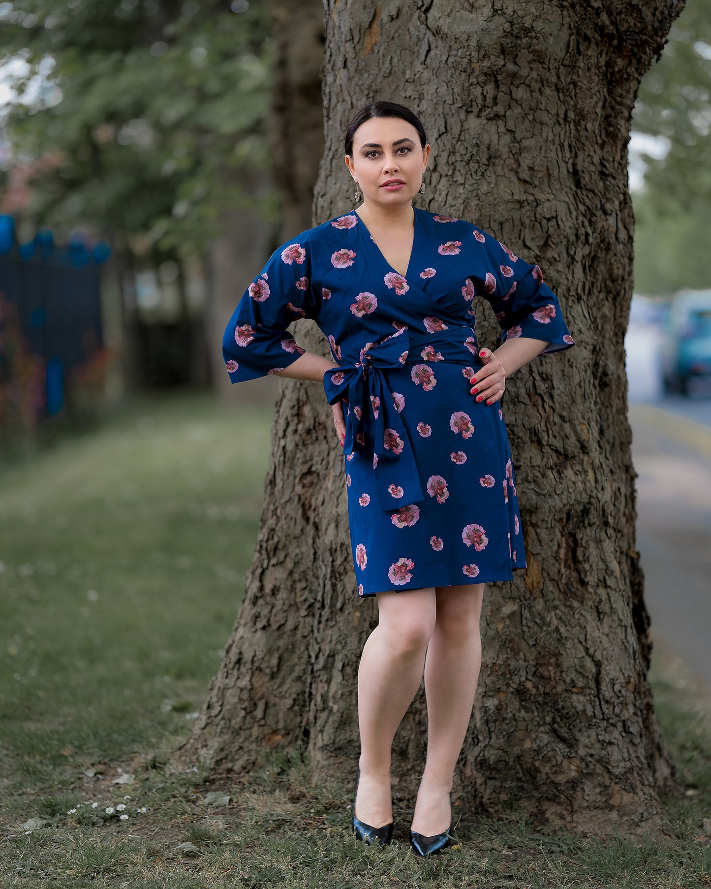 Cotton Floral Wrap Dress